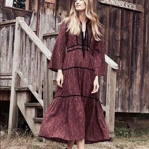 Dôen Azalea Dress in Aubergine Prairie Paisley